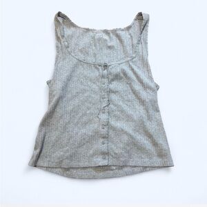 Aerie Light Gray Button-Up Tank Top